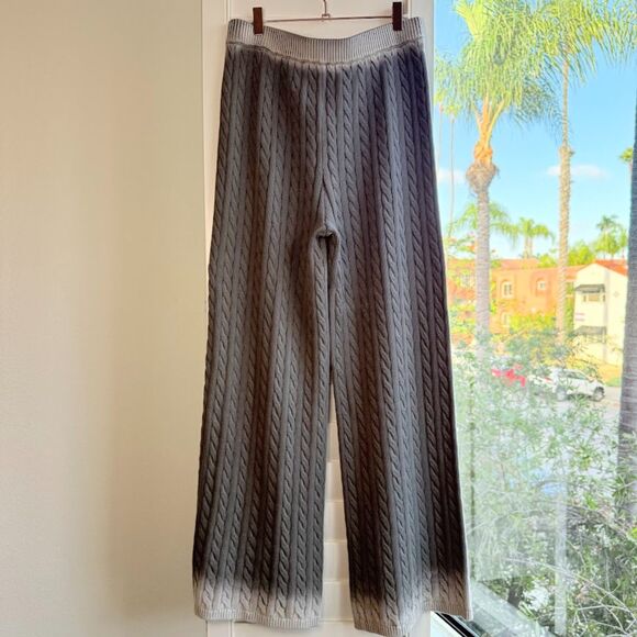 Sack's 100% Cotton Cable Knit Sweater Wide Leg Pants in Gray Ombre size M/L - Picture 8 of 11